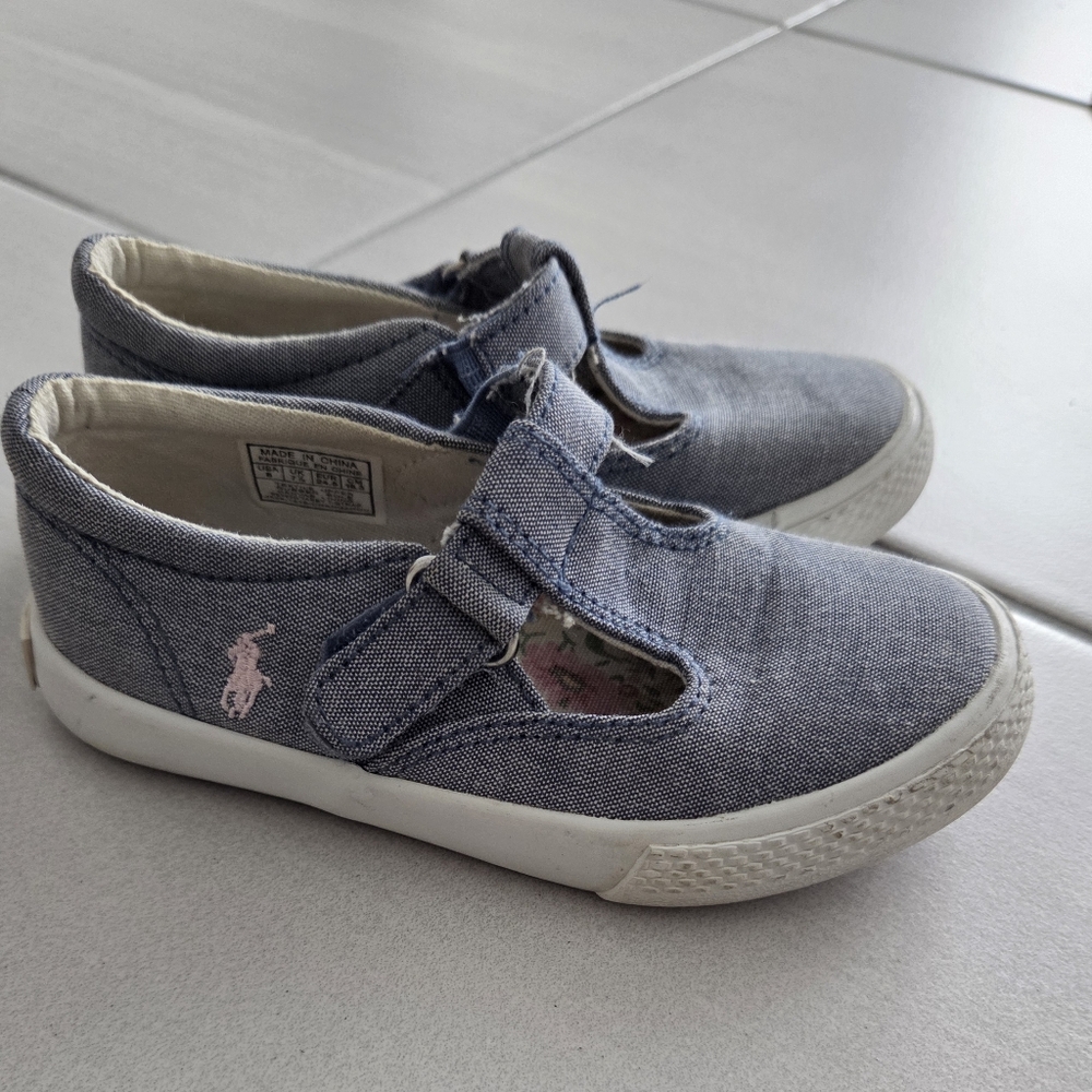 Ralph Lauren-  Blue Canvas Toddler Girl Shoes- Size 8
